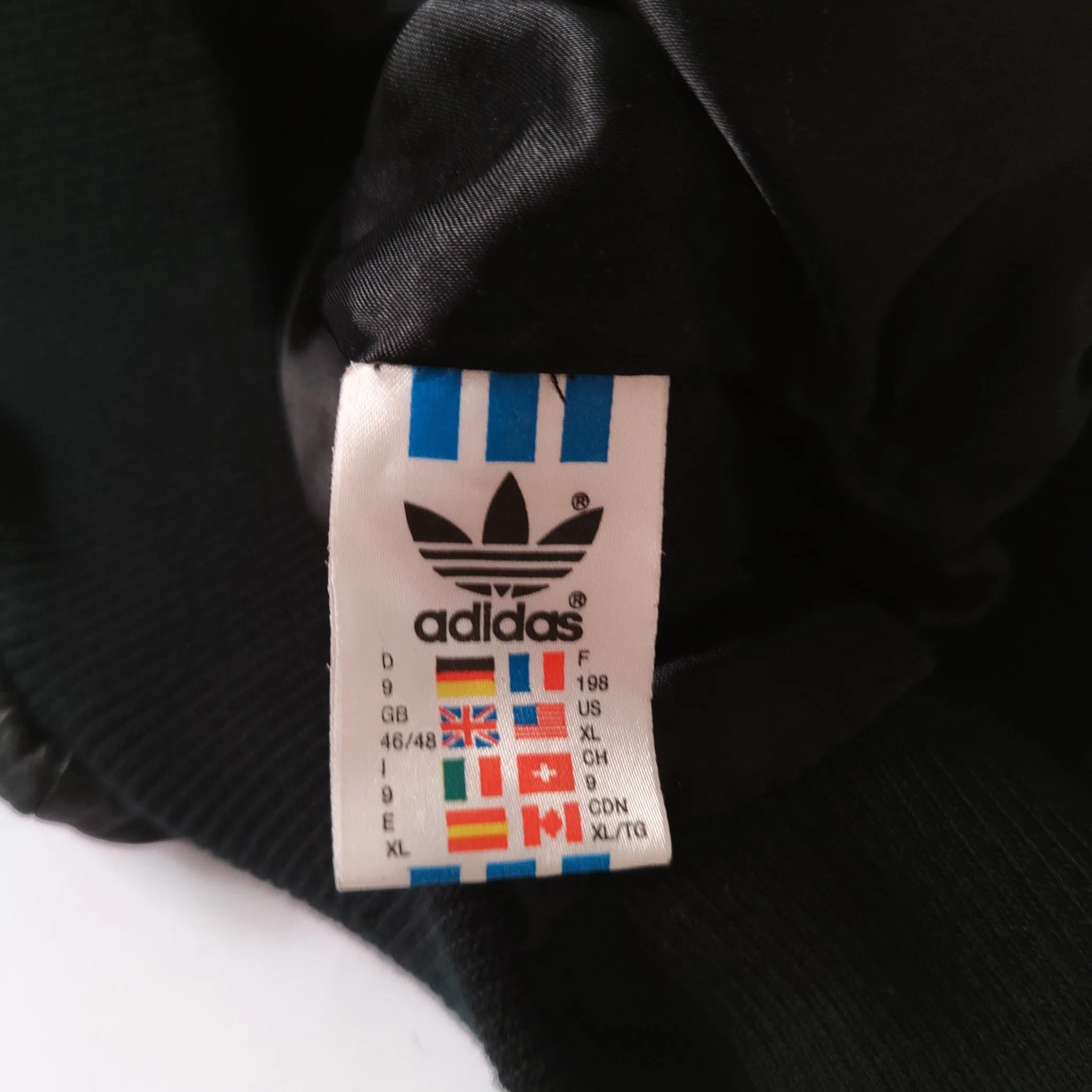 80s black Adidas Olympics leather jacket