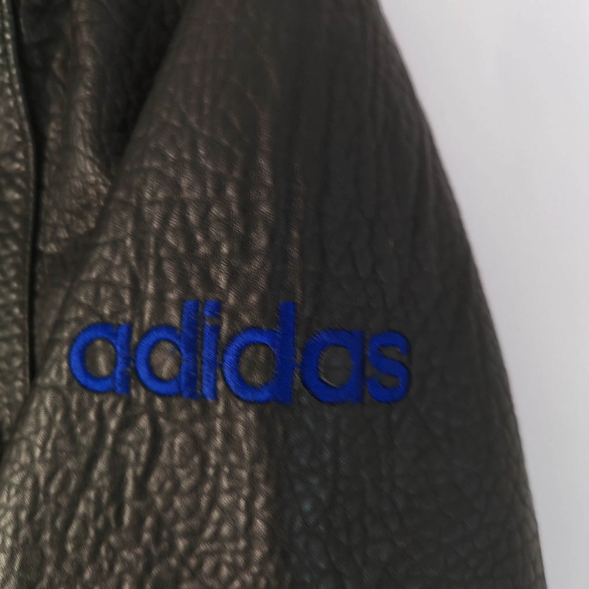 80s black Adidas Olympics leather jacket