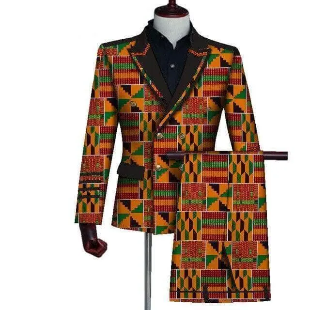 African Two Piece Double-Breasted Suit