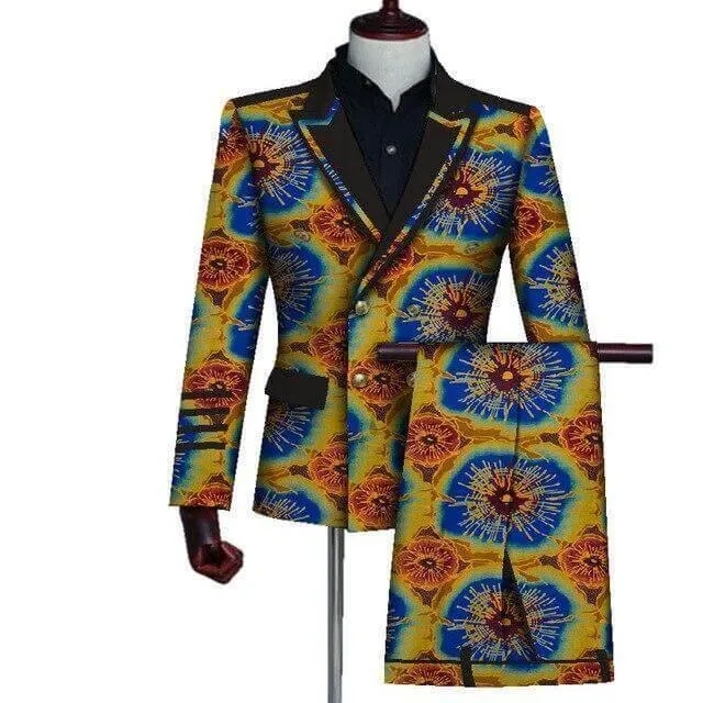 African Two Piece Double-Breasted Suit