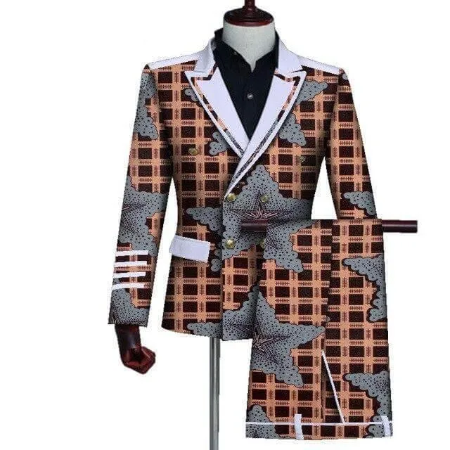 African Two Piece Double-Breasted Suit