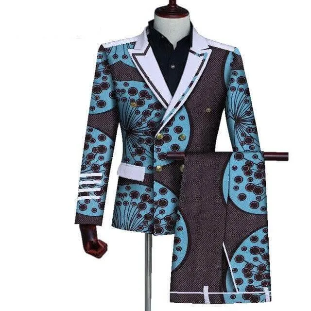 African Two Piece Double-Breasted Suit