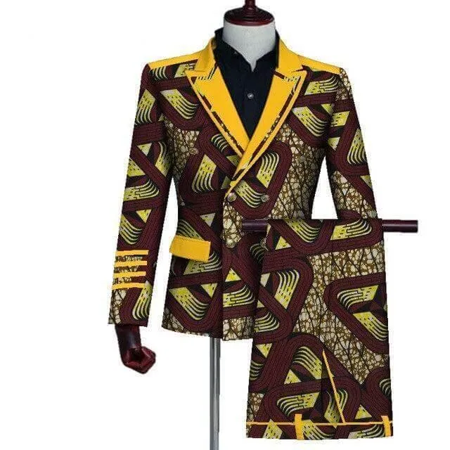 African Two Piece Double-Breasted Suit