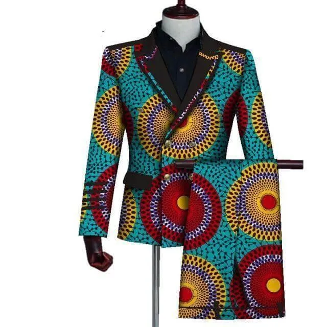 African Two Piece Double-Breasted Suit