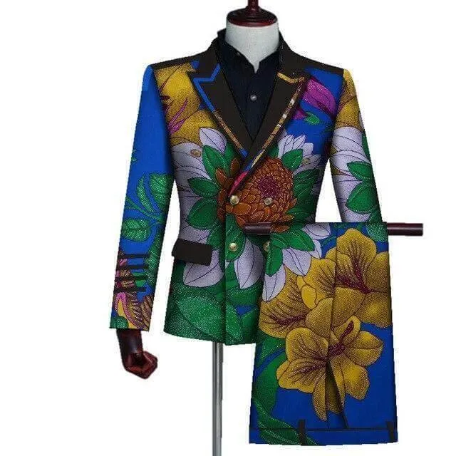 African Two Piece Double-Breasted Suit