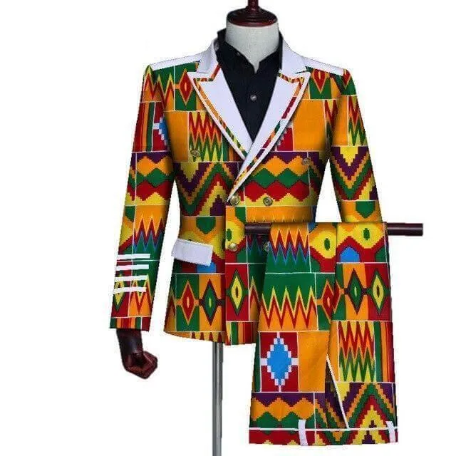 African Two Piece Double-Breasted Suit