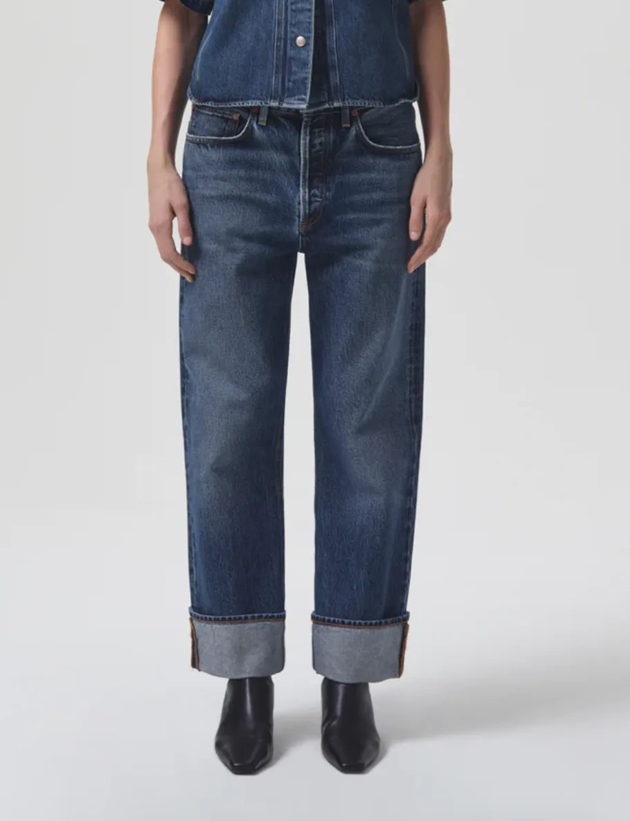 AGOLDE FRAN High Waisted Straight Leg Jeans with Cuffed Hem