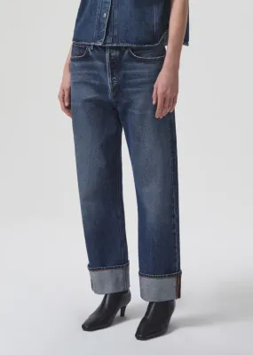 AGOLDE FRAN High Waisted Straight Leg Jeans with Cuffed Hem