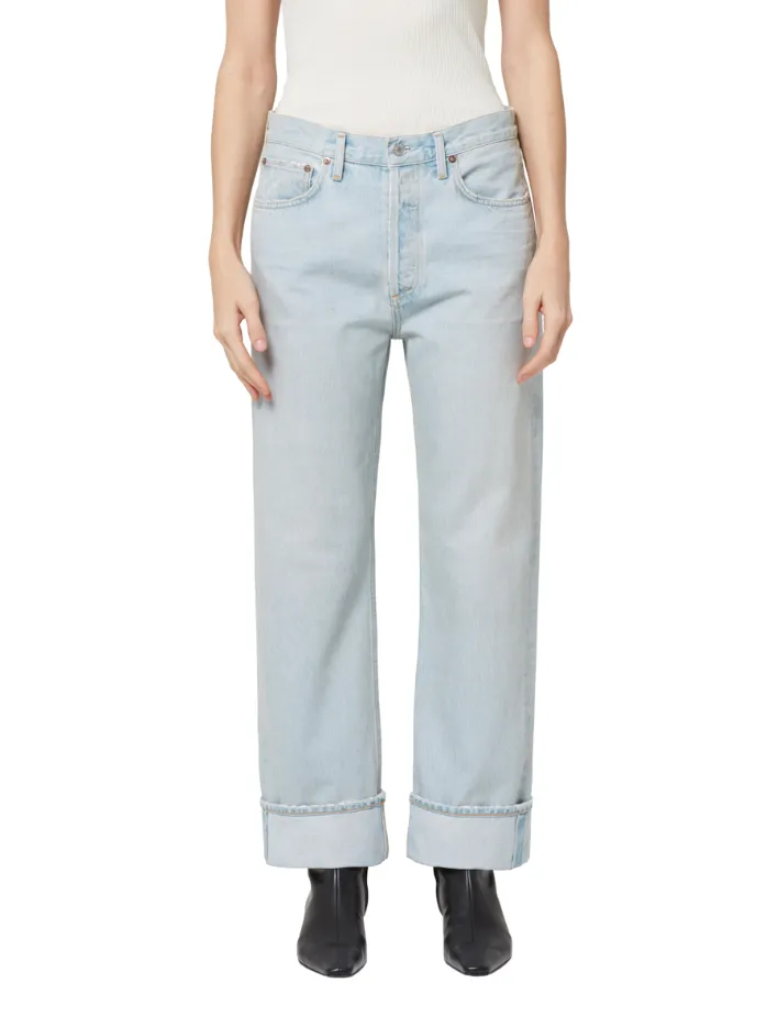 AGOLDE FRAN High Waisted Straight Leg Jeans with Cuffed Hem