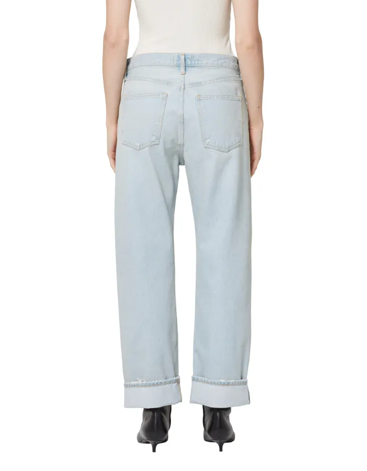 AGOLDE FRAN High Waisted Straight Leg Jeans with Cuffed Hem