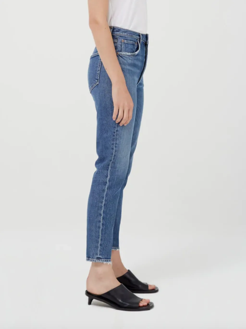 AGOLDE Riley high rise straight crop jeans - silence.