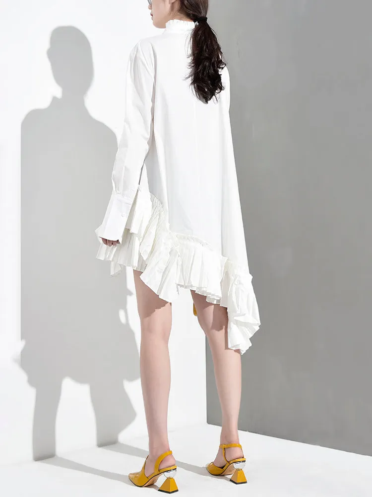 Akihiko Long Sleeve Asymmetrical Shirt Dress