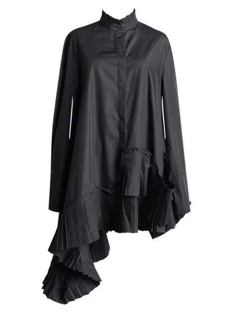 Akihiko Long Sleeve Asymmetrical Shirt Dress