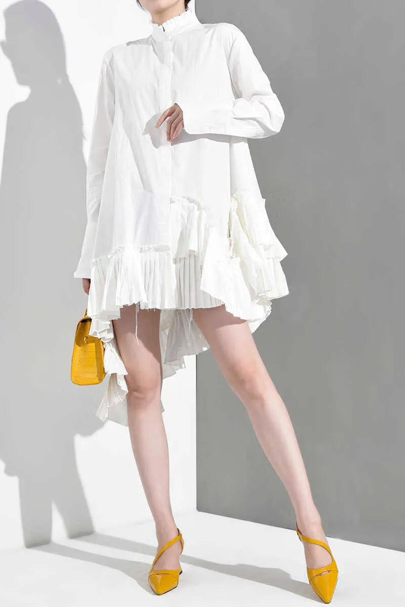 Akihiko Long Sleeve Asymmetrical Shirt Dress