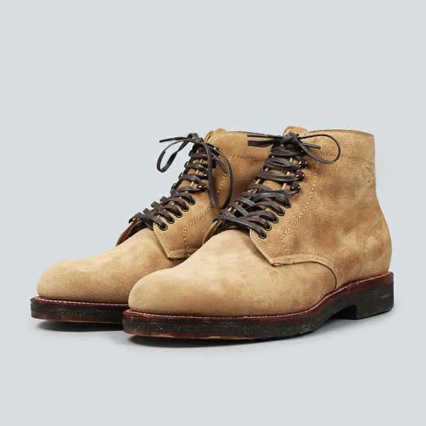 Alden Plain Toe Boot - Tan Suede with Crepe Sole