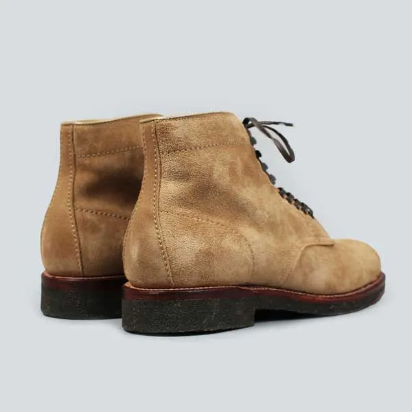 Alden Plain Toe Boot - Tan Suede with Crepe Sole