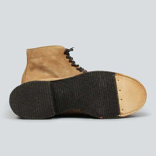 Alden Plain Toe Boot - Tan Suede with Crepe Sole