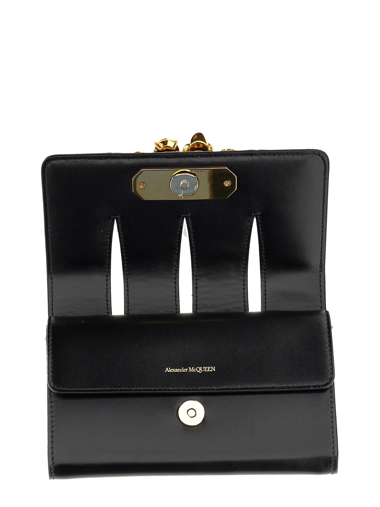 ALEXANDER McQUEEN    THE SLASH LEATHER CLUTCH BAG