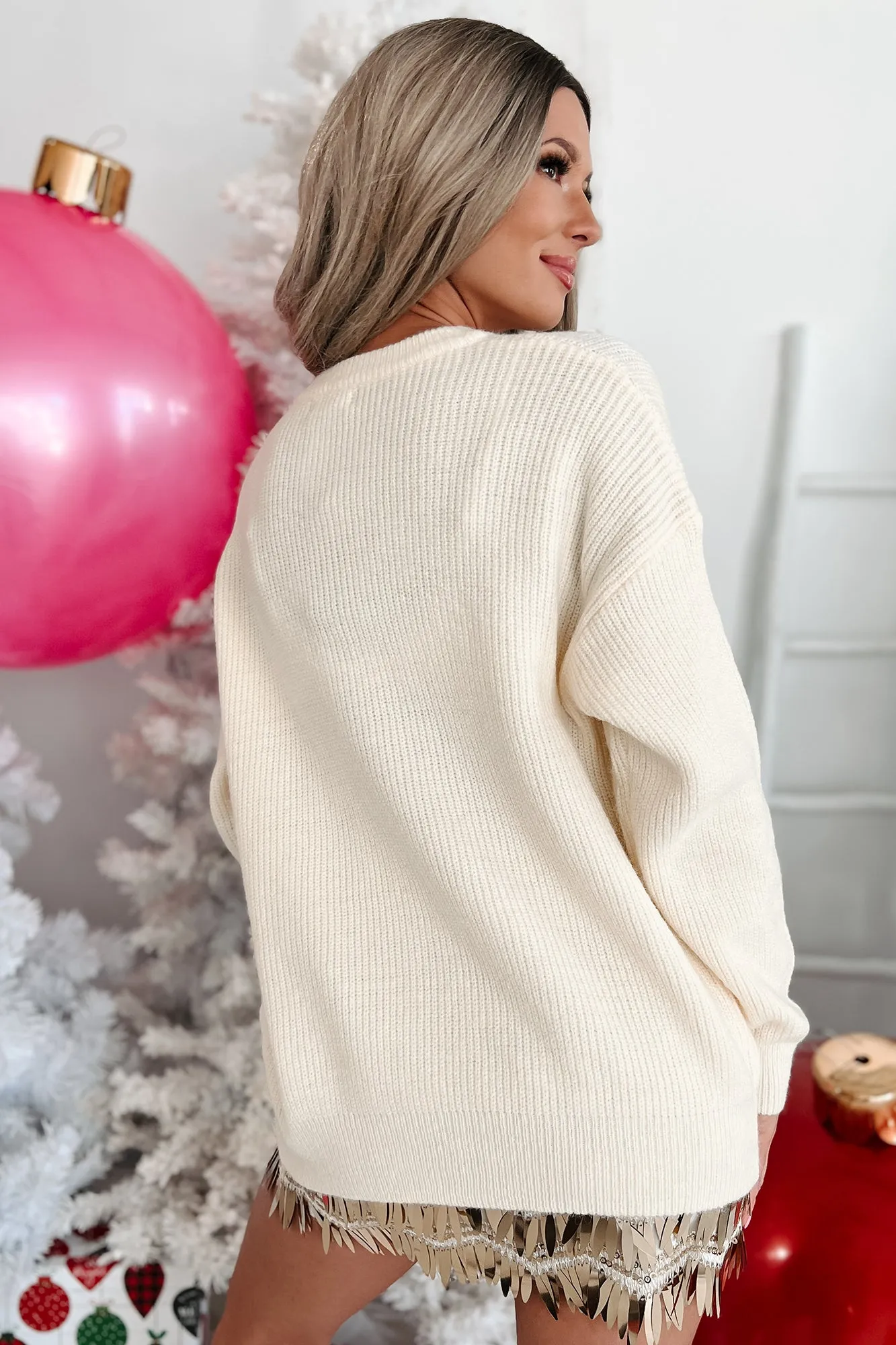 Always Merry Tinsel Graphic Sweater (Ivory)