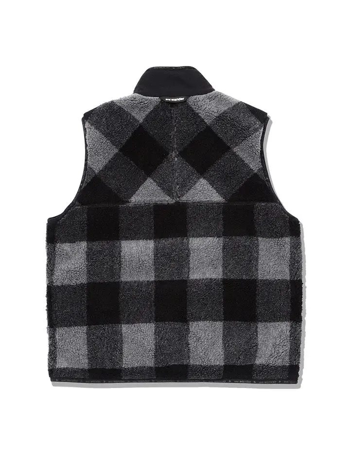 And Wander Women's Grey Check Boa Vest