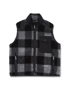 And Wander Women's Grey Check Boa Vest