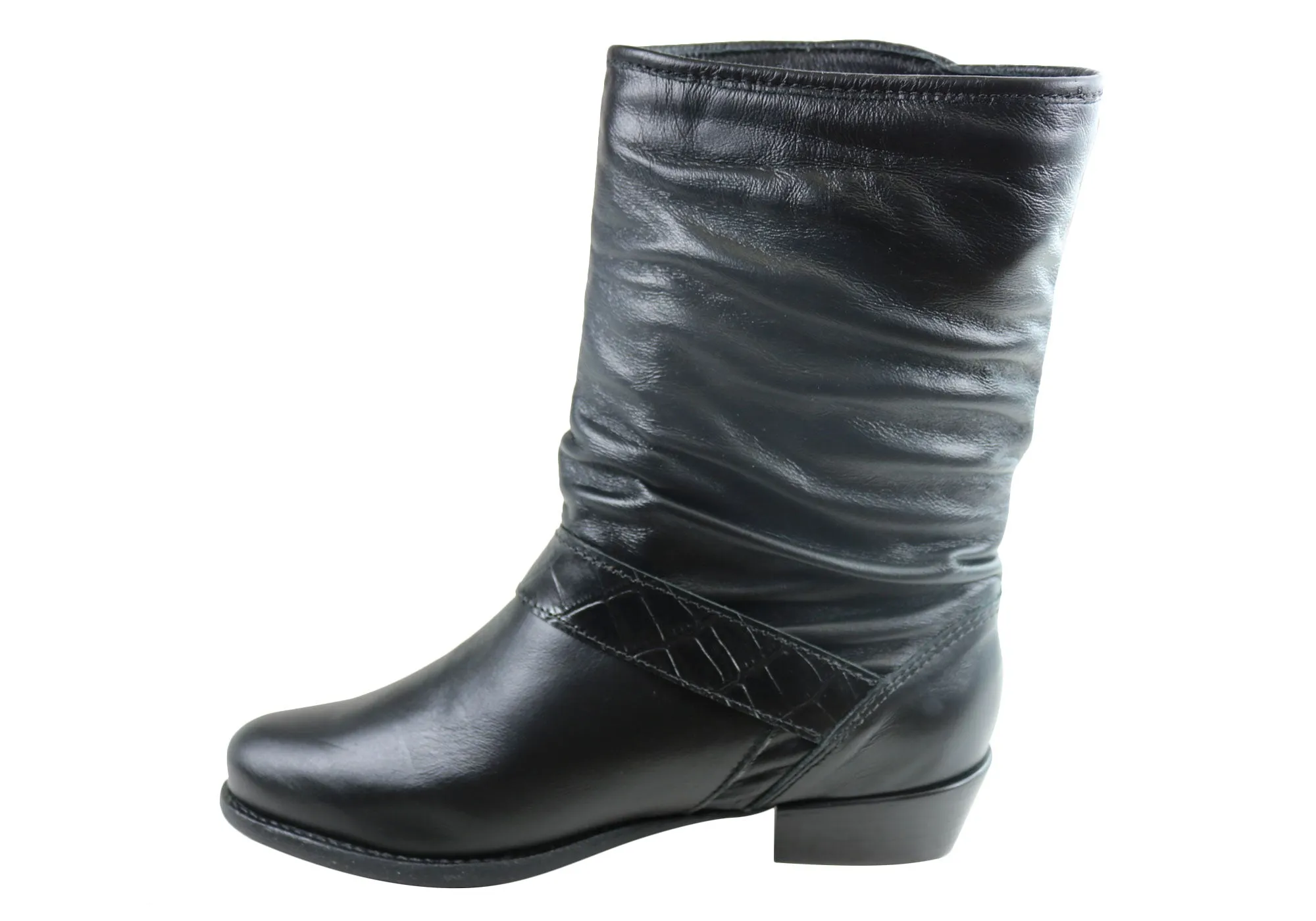 Andacco Hillside Womens Leather Comfort Mid Calf Boots Made In Brazil