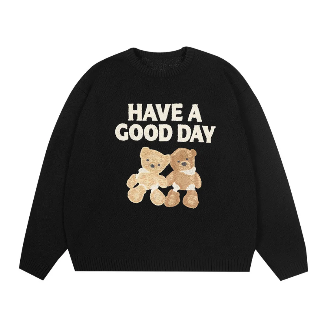 Bear Embroidered Crewneck Sweater