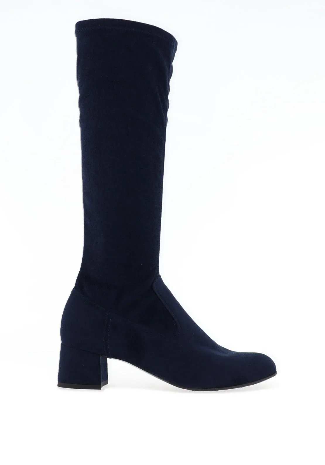 Bioeco by Arka Leather Suede Knee Length Heeled Boots, Navy