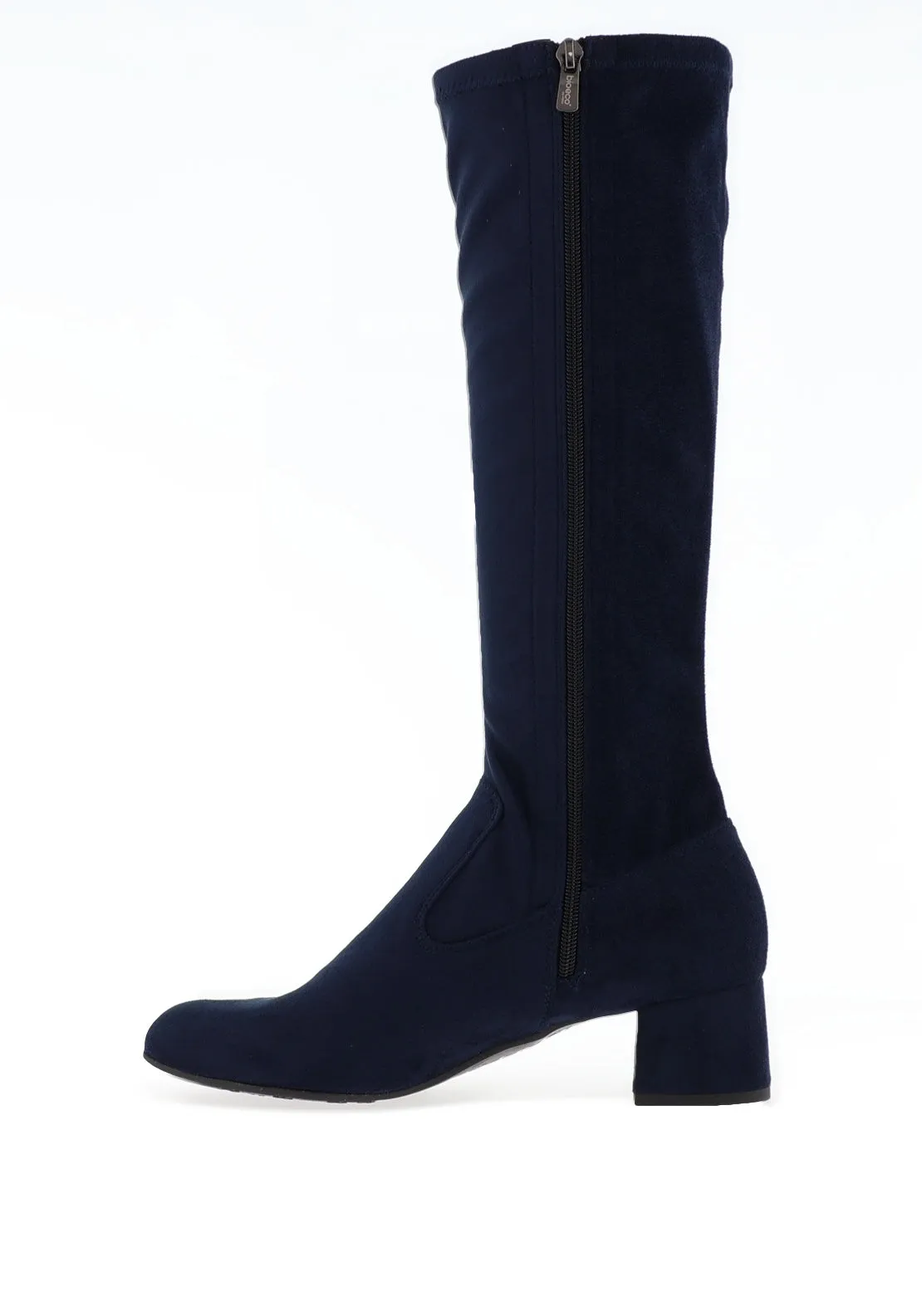 Bioeco by Arka Leather Suede Knee Length Heeled Boots, Navy