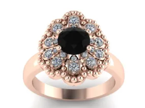 Black Diamond Engagement Ring Unique Engagement Ring Natural Diamond Engagement Ring Wedding Ring 14k Rose Gold Bridal Ring Jewe