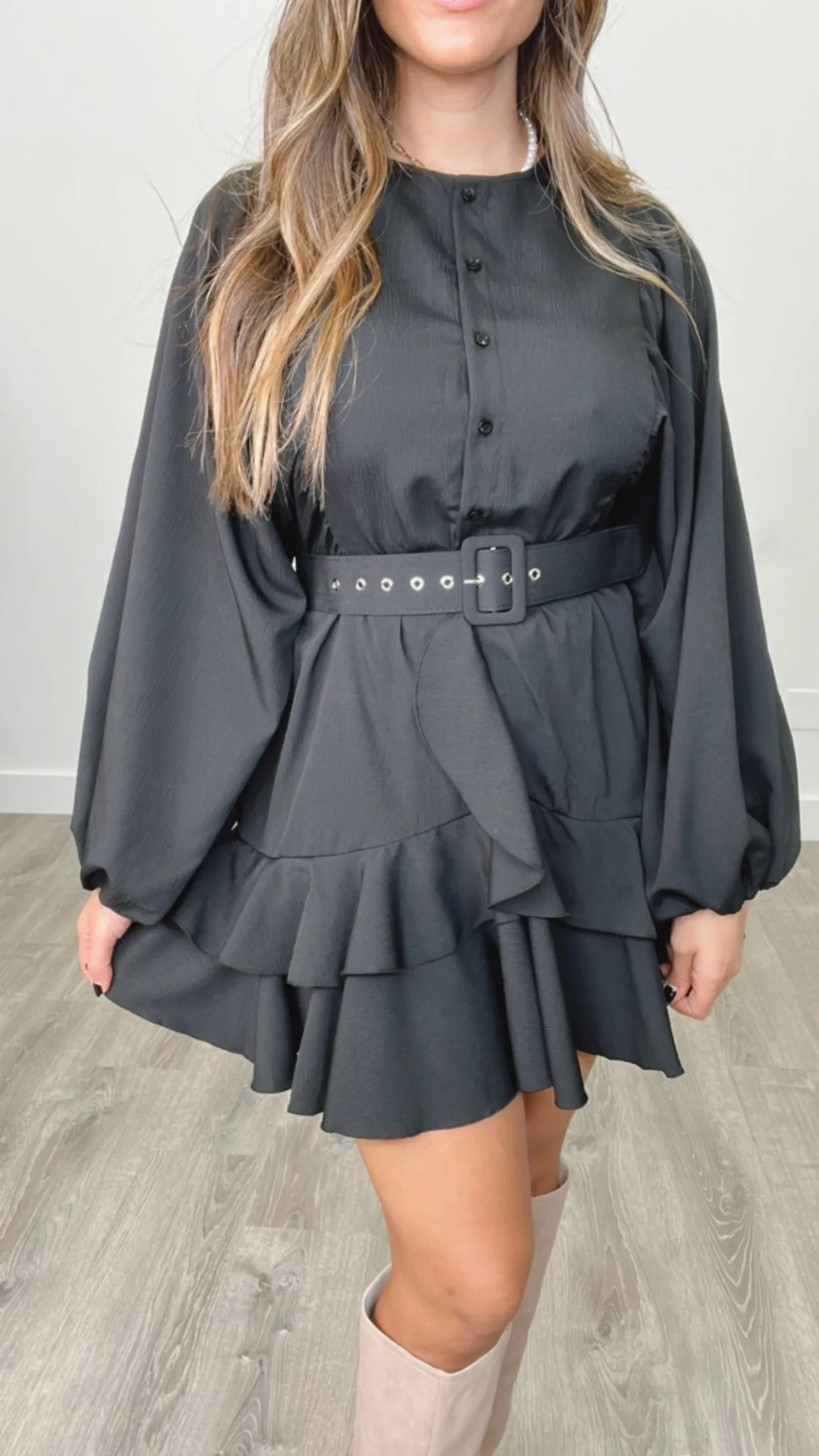 Black Ivy Ruffle Dress