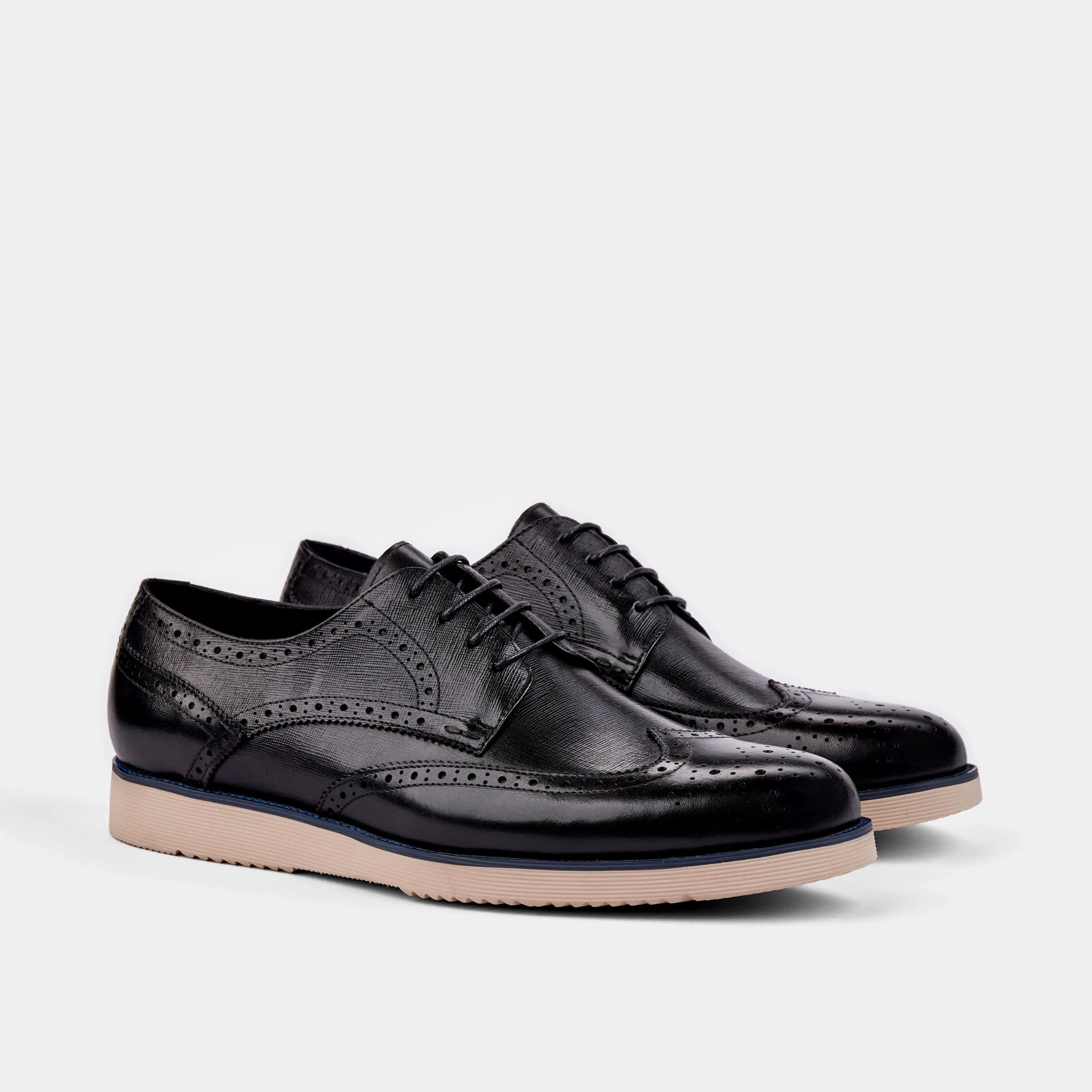 Black Leather Wingtip Sneakers 2.0 - Jasper Collection