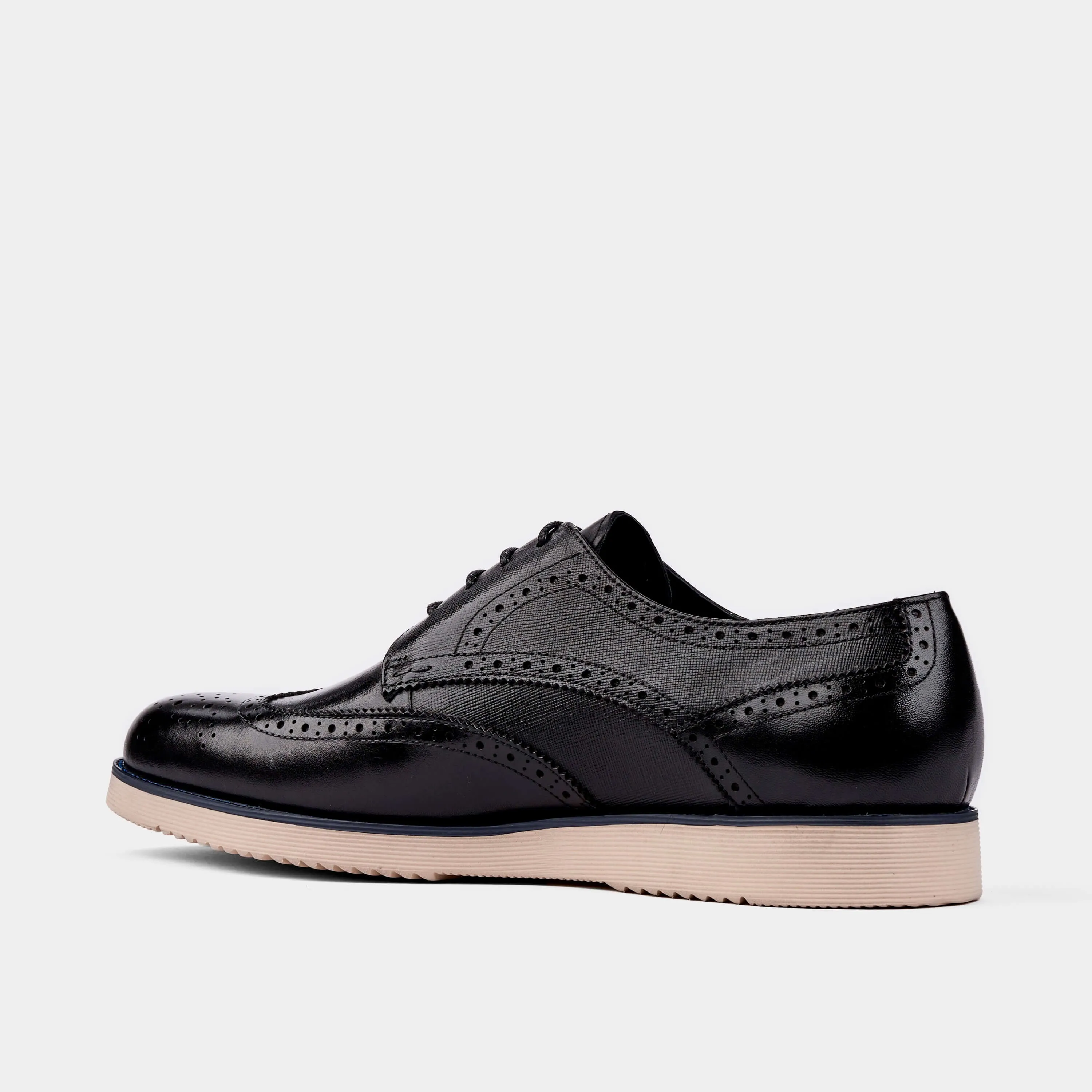 Black Leather Wingtip Sneakers 2.0 - Jasper Collection