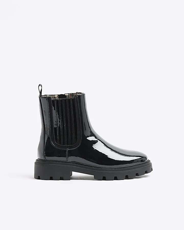 Black Patent Chelsea Boots