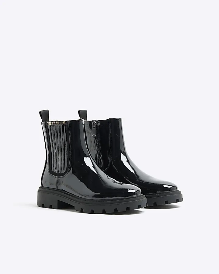 Black Patent Chelsea Boots