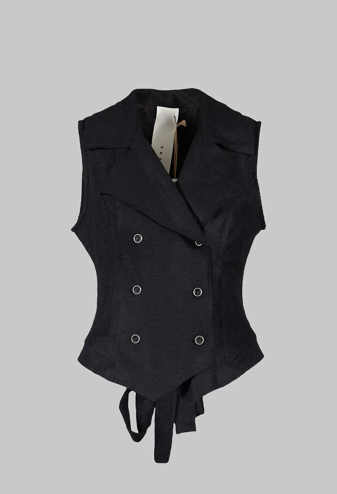 Black Wool Double Breasted Gilet