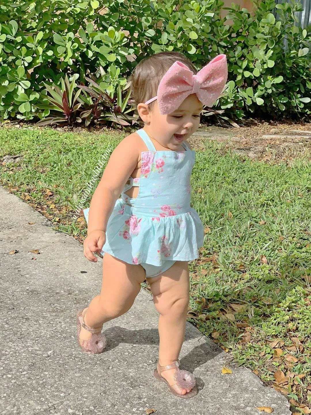 Blue Floral Romper Skirt