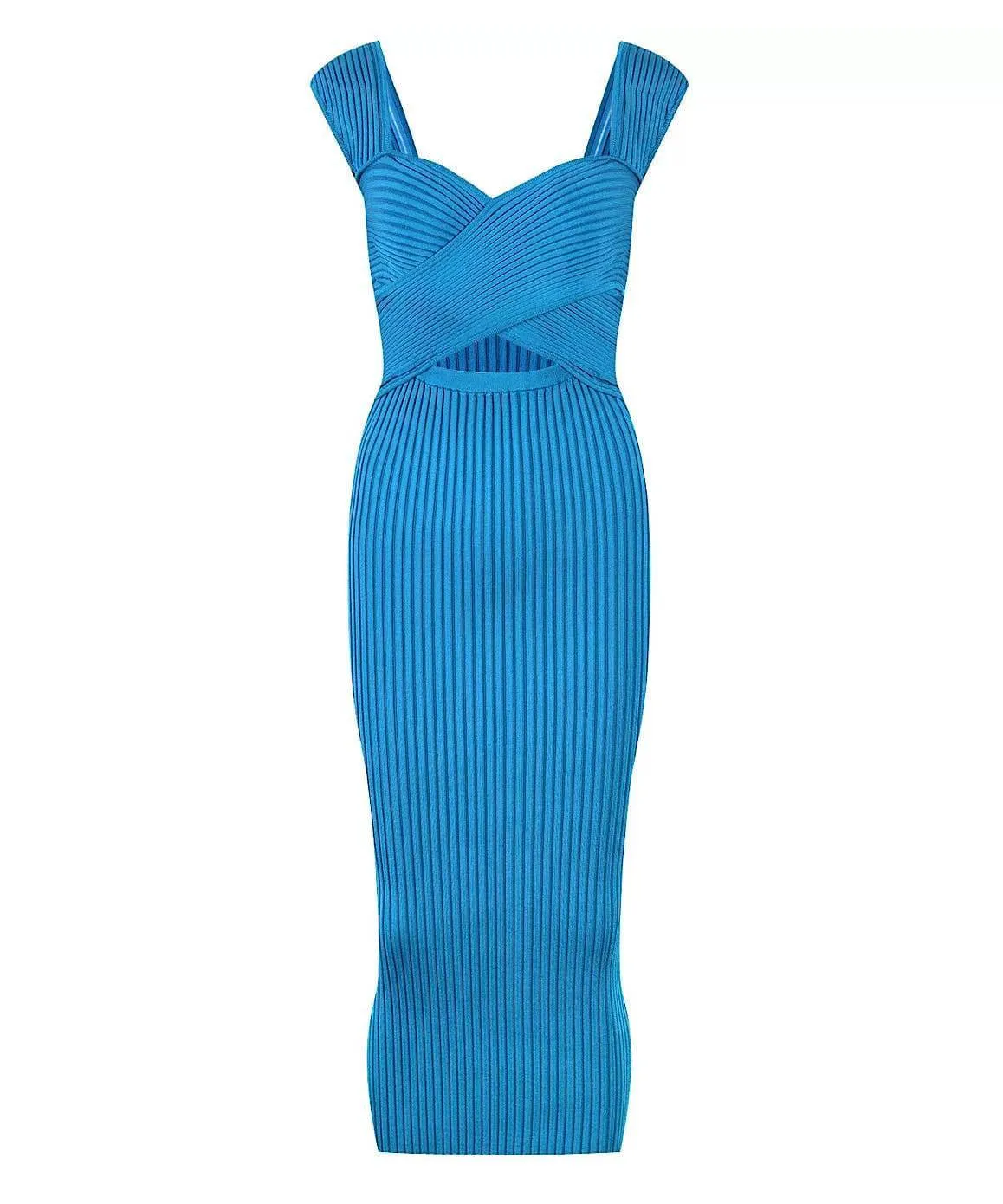 Blue Knitted Midi Dress