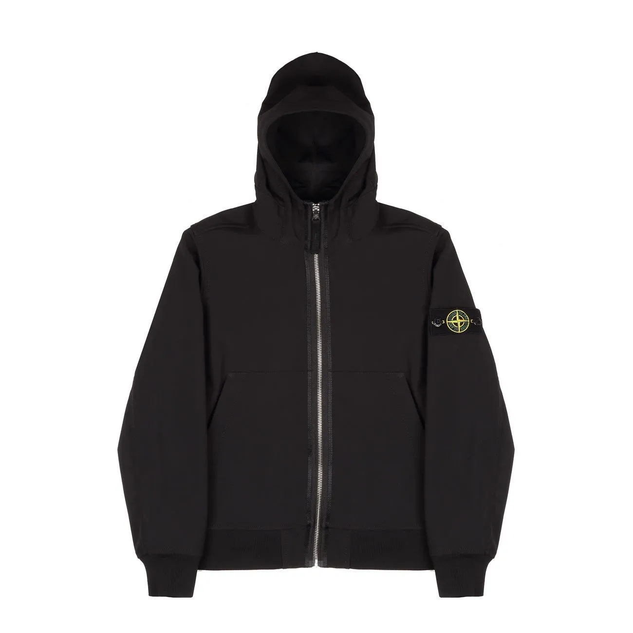 BOMBER FULLZIP WITH HOOD IN STRETCH NYLON Kids Black