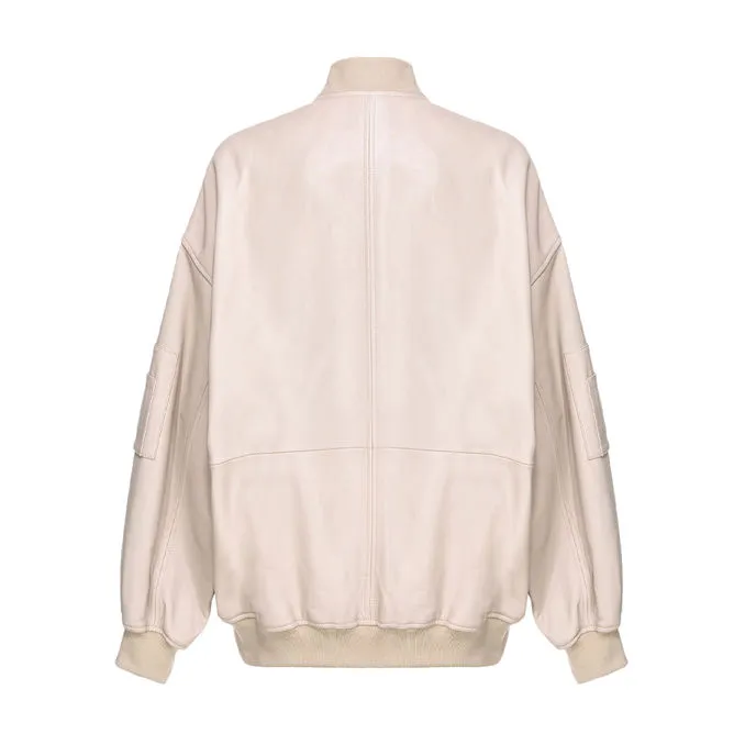 Bomber jacket for women in beige oatmeal color