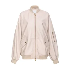 Bomber jacket for women in beige oatmeal color