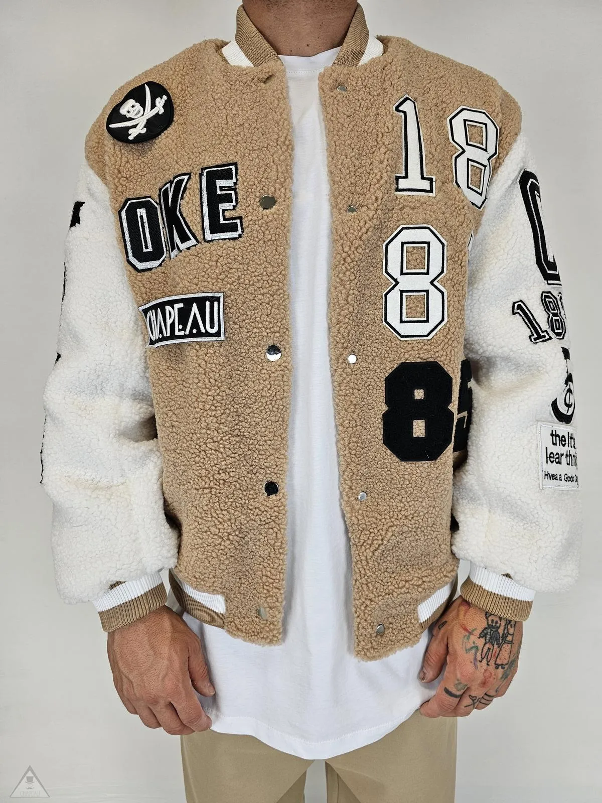 Bomber lamb varsity jacket