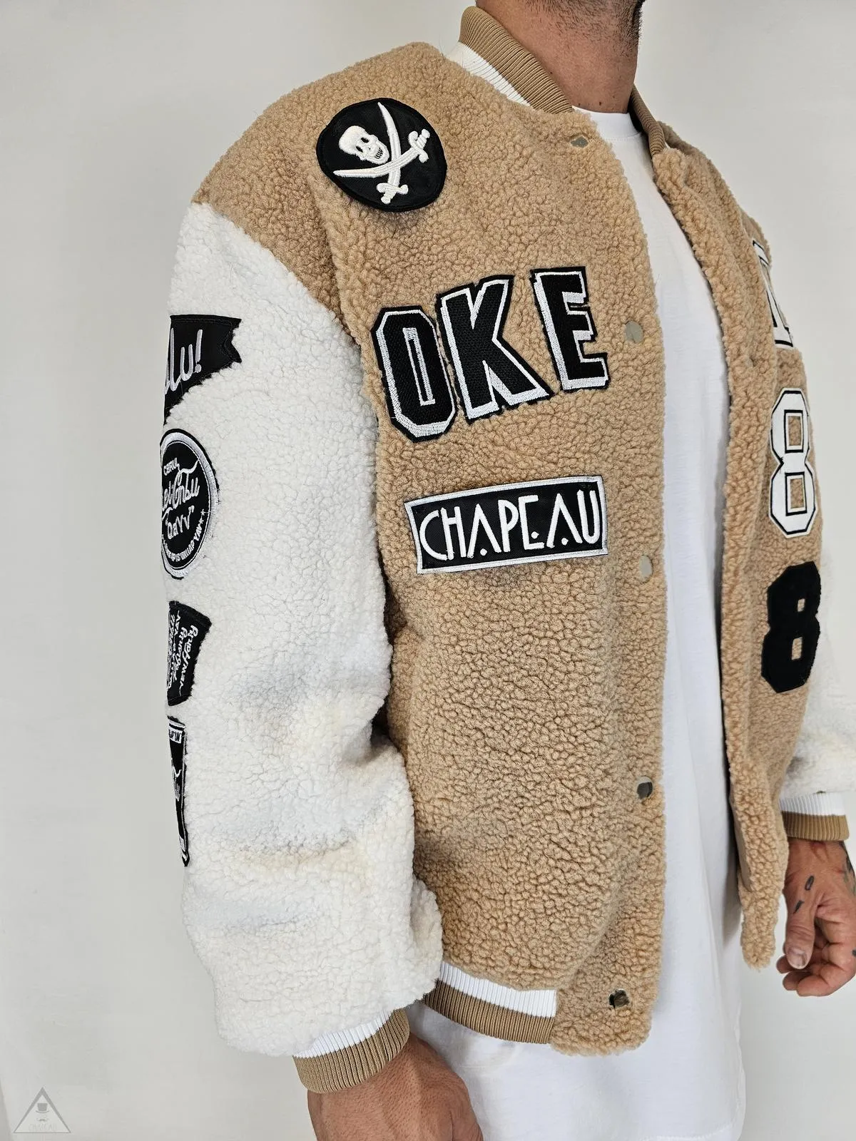 Bomber lamb varsity jacket