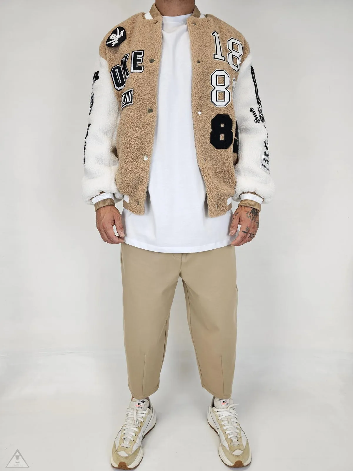 Bomber lamb varsity jacket