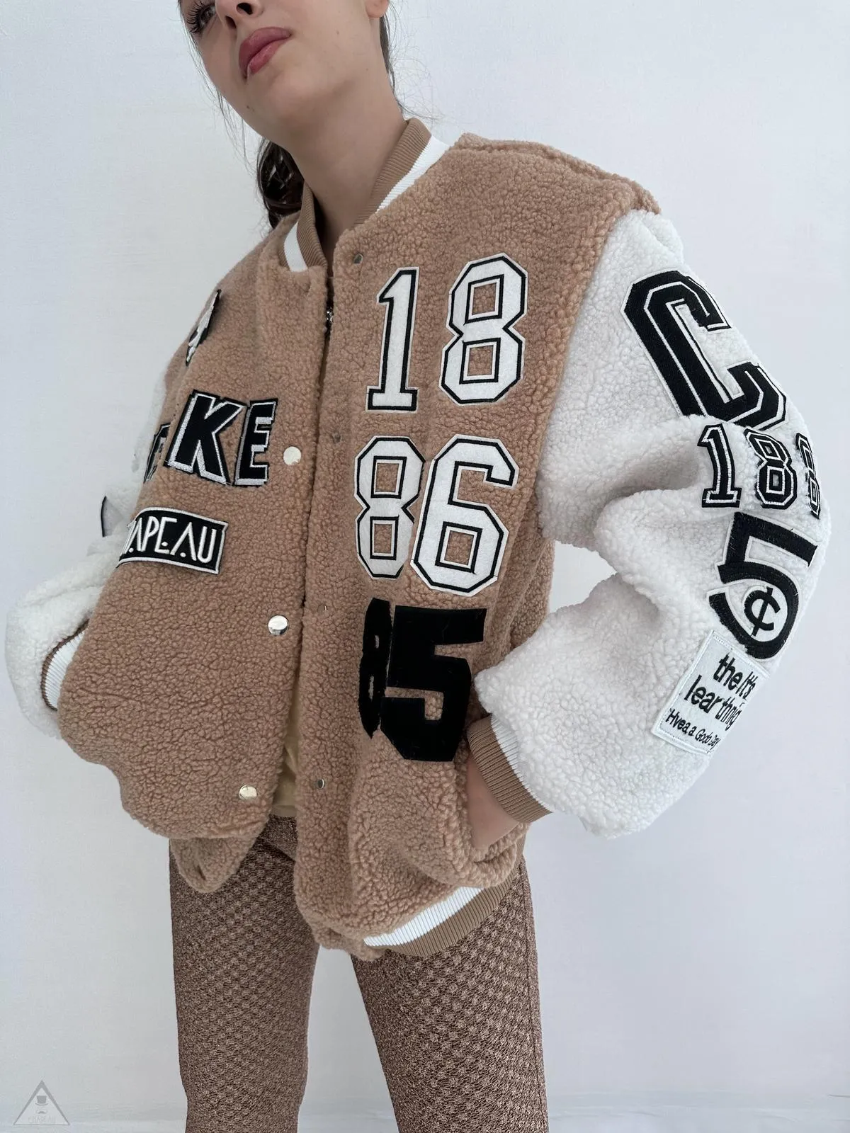 Bomber lamb varsity jacket