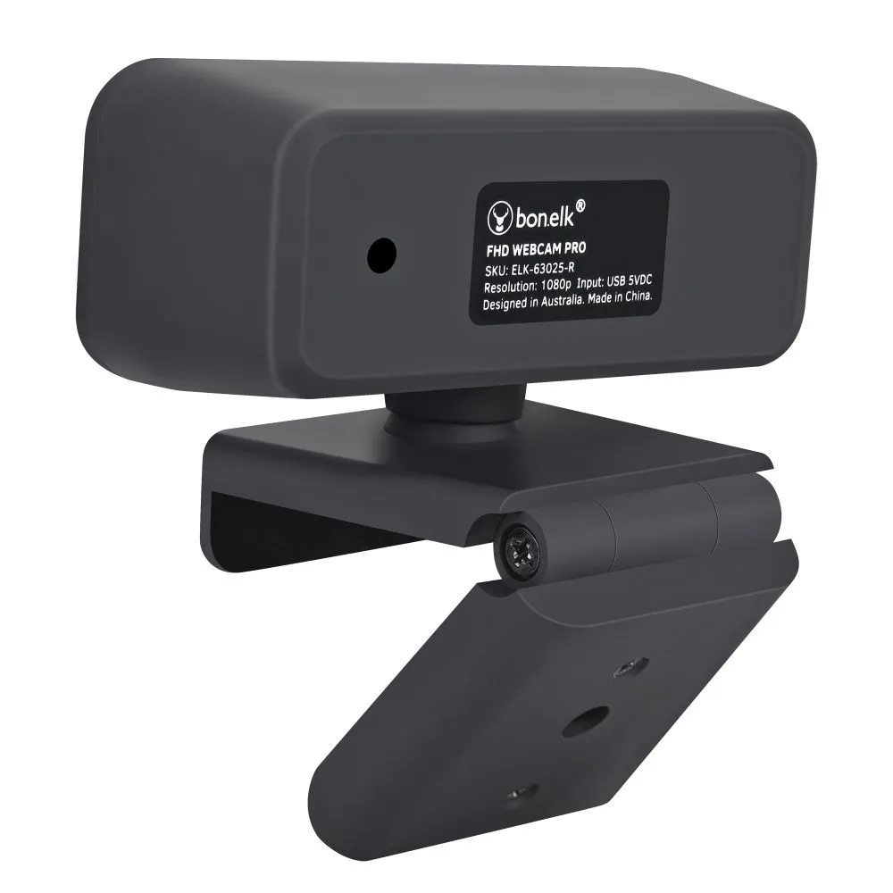 Bonelk USB Webcam Pro, Clip On, 1080p (Black)