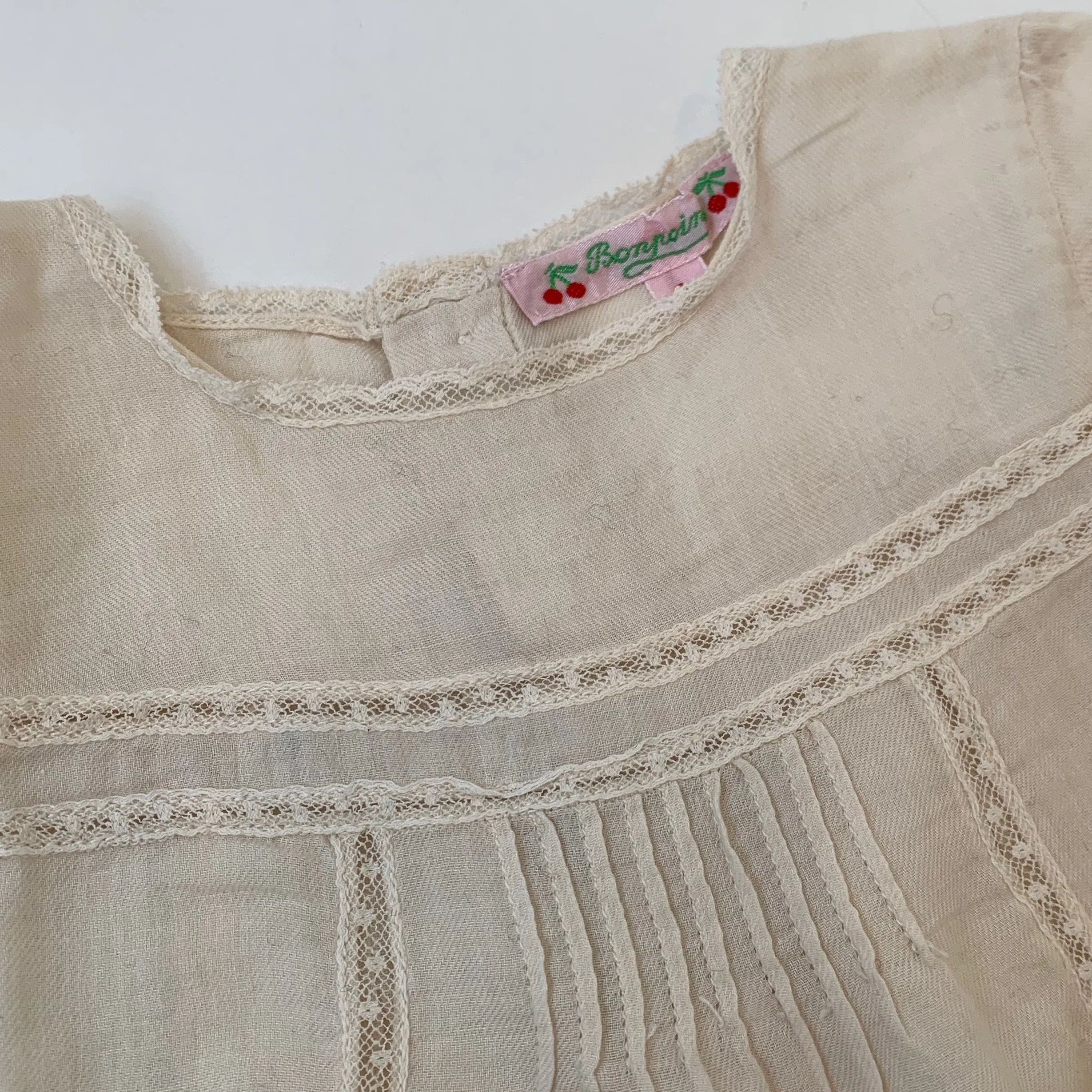 Bonpoint Cream Cotton Blouse Lace Trim 2 Years