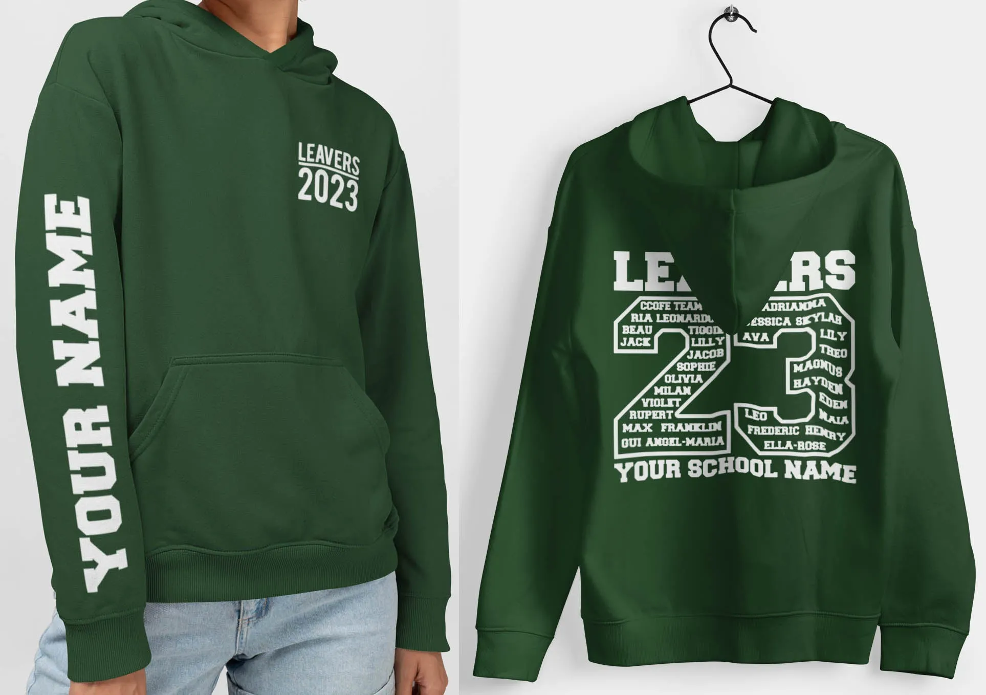 Bottle Green Leavers Hoodie, Schools, Colleges, Universities & Clubs 2023