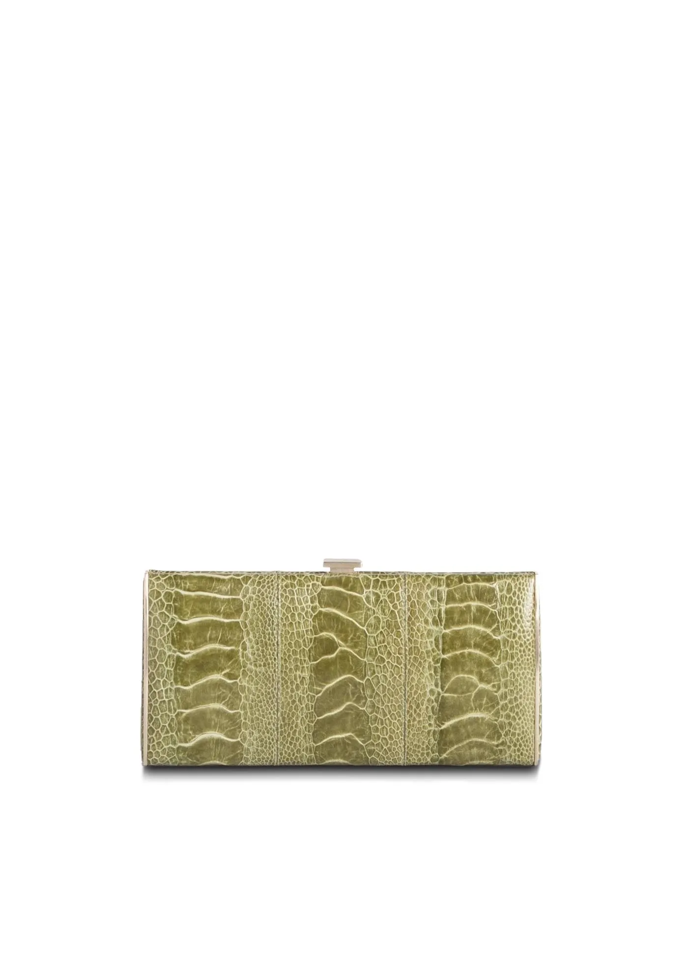 Box Wallet, Light Green Ostrich Sh., Gold-Tone