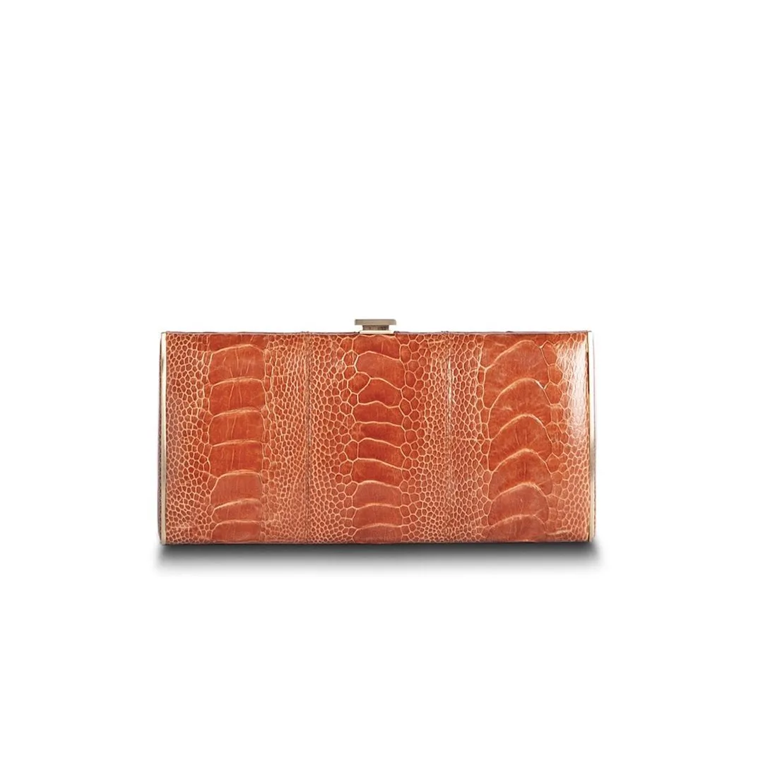 Box Wallet, Terracotta Ostrich Sh., Gold-Tone